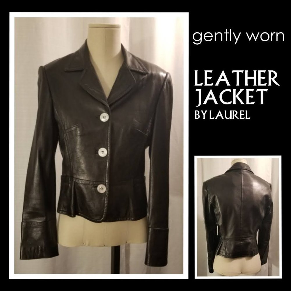 Black Leather Peplum Jacket 34